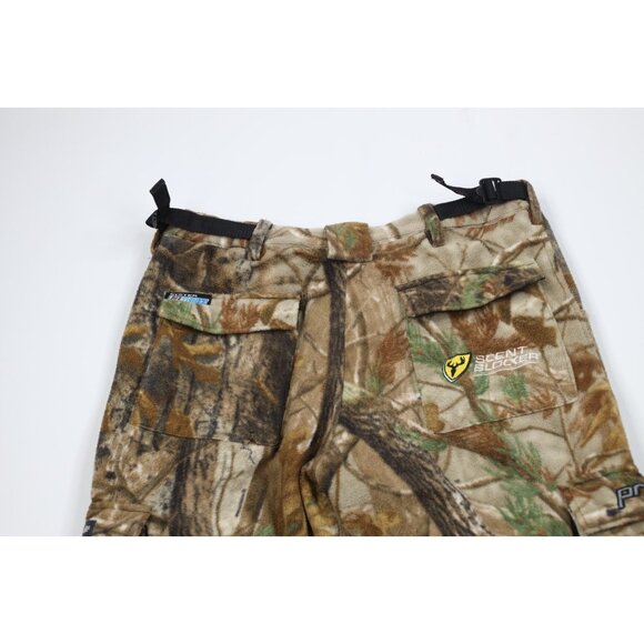 Vtg Scentblocker Mens Large Distressed Camouflage Fleece Wide Leg Cargo Pants - Picture 13 of 16